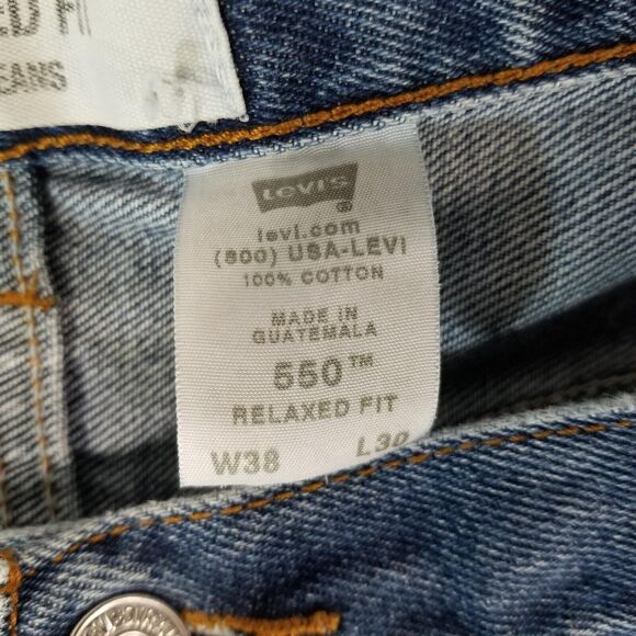 Levi's 550 jeans men's 38x30 relaxed fit straight blue denim pants - Picture 12 of 12